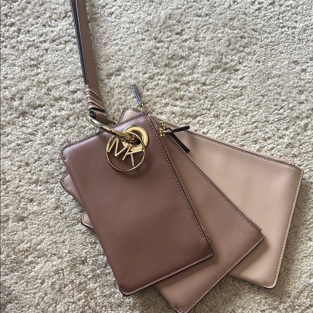 Michael Kors Tan and Cream Clutches & Wristlets